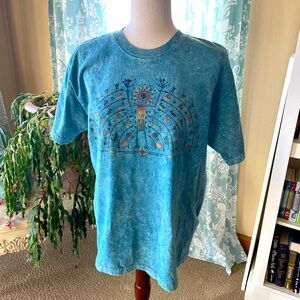 Vintage 90s hippie Tribal Native American spirits graphic design blue T-Shirt